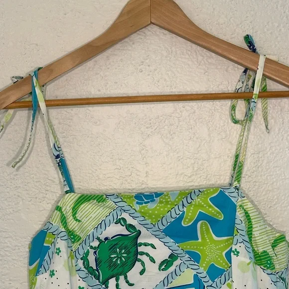 Lilly Pulitzer Green & Blue Sea Life Tie-Strap Sundress - Picture 3 of 6